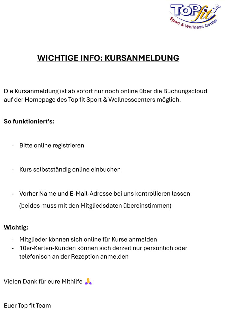 Online Kursbuchung Flyer