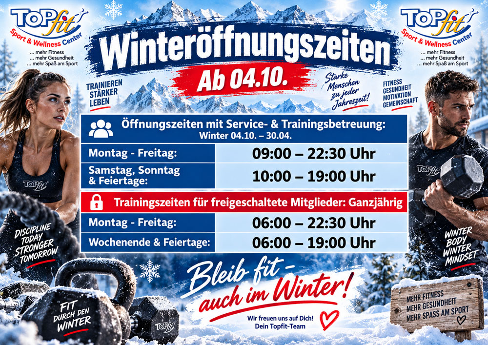Flyer für Winter Öffnungszeiten